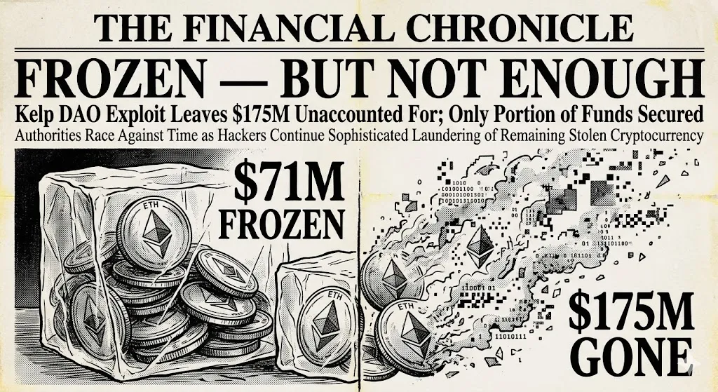$71M Frozen, $175M Already Gone: How the Kelp DAO Hacker Is Laundering $292 Million in Stolen Ether