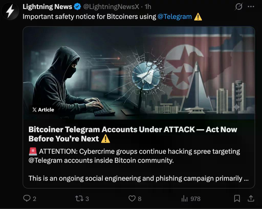 Telegram accounts under attack, source: X