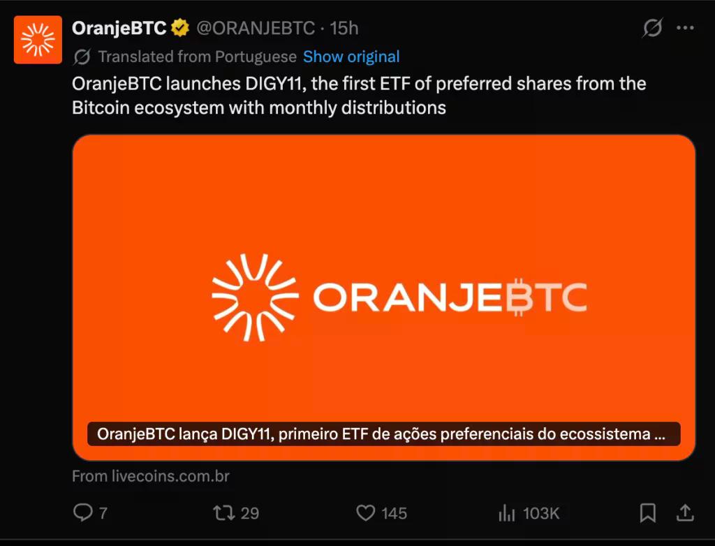 OranjeBTC plans DIGY11 with STRC