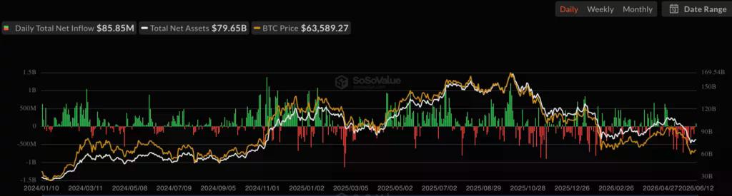 Bitcoin Spot ETF Net Inflow, source: SoSoValue