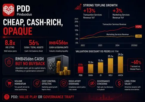 Laporan Riset Ekuitas PDD Holdings (PDD) - Valuasi Berlimpah Kas Mendiskon Eksekusi Regulasi Temu