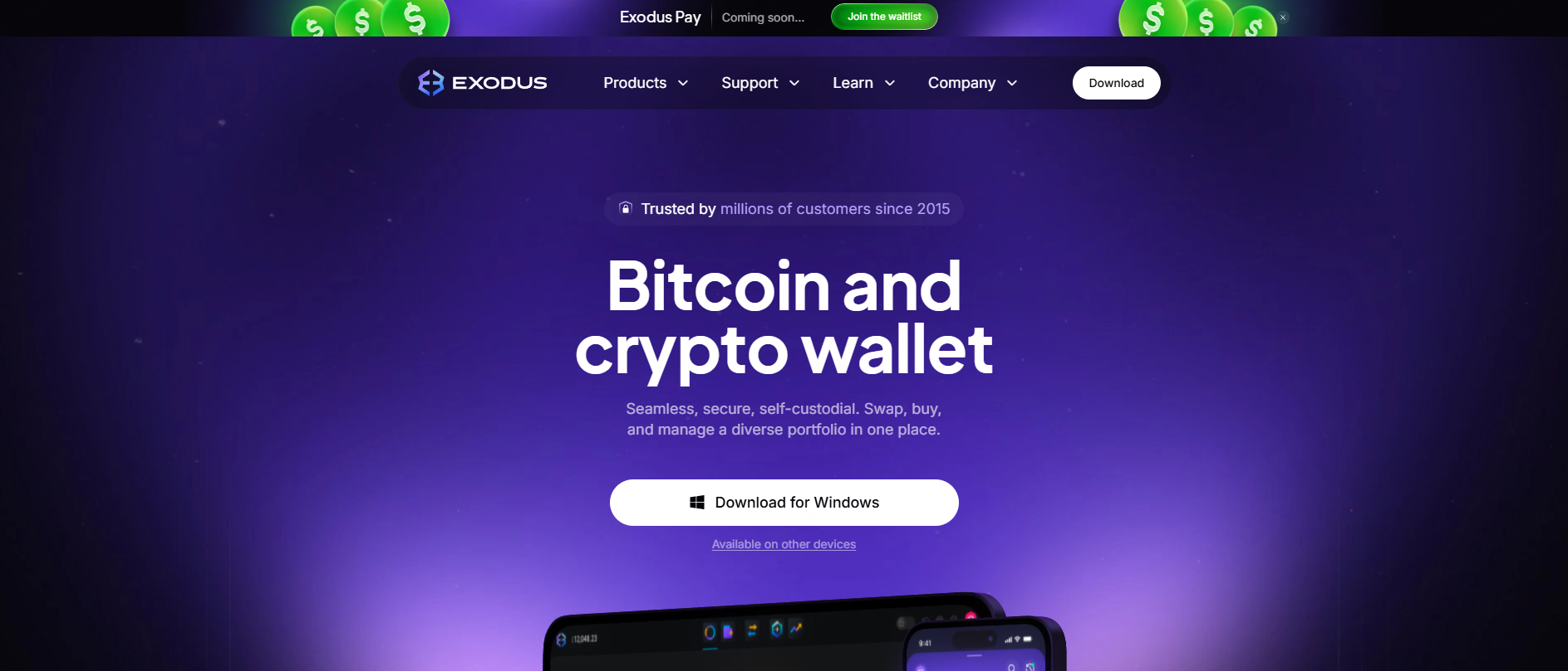 رابط کاربری کیف پول اکسدوس، منبع: کیف پول اکسدوس